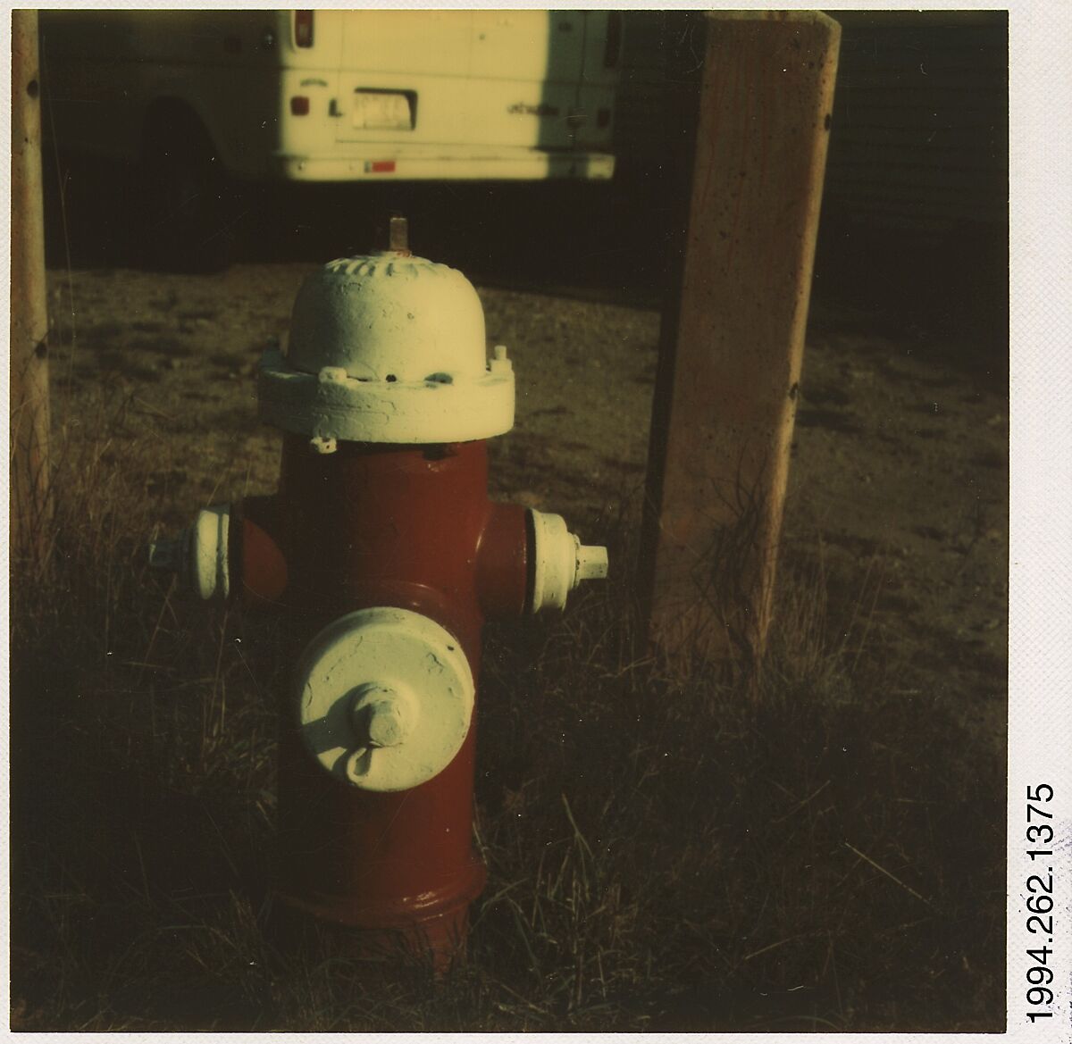 [Fire Hydrant, Martha's Vineyard, Massachusetts: Red Body, White Cap], Walker Evans (American, St. Louis, Missouri 1903–1975 New Haven, Connecticut), Instant internal dye diffusion transfer print (Polaroid SX-70) 
