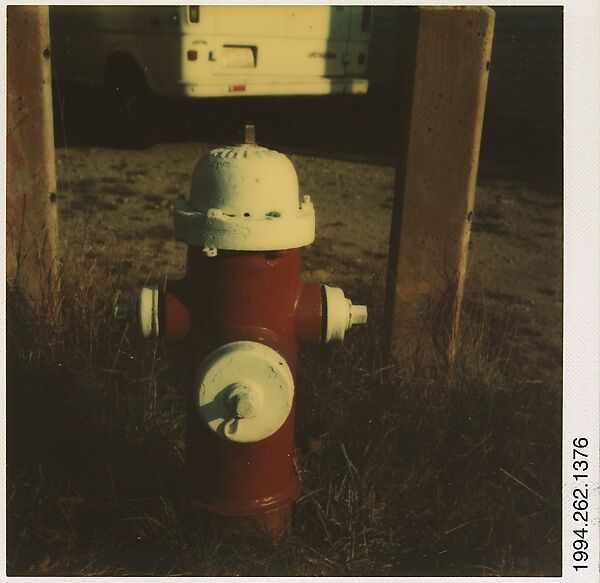 [Fire Hydrant, Martha's Vineyard, Massachusetts: Red Body, White Cap], Walker Evans (American, St. Louis, Missouri 1903–1975 New Haven, Connecticut), Instant internal dye diffusion transfer print (Polaroid SX-70) 