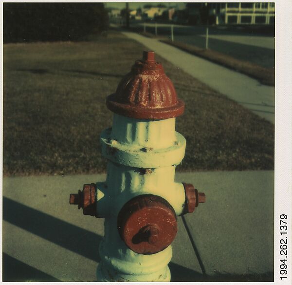 [Fire Hydrant: White Body, Red Cap], Walker Evans (American, St. Louis, Missouri 1903–1975 New Haven, Connecticut), Instant internal dye diffusion transfer print (Polaroid SX-70) 