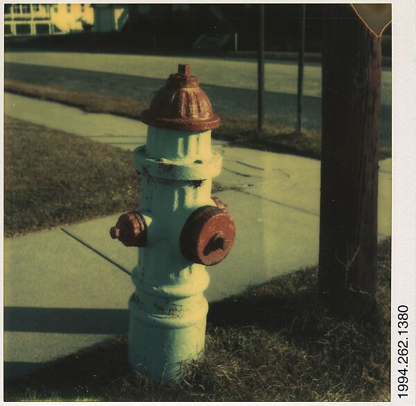 [Fire Hydrant: White Body, Red Cap], Walker Evans (American, St. Louis, Missouri 1903–1975 New Haven, Connecticut), Instant internal dye diffusion transfer print (Polaroid SX-70) 