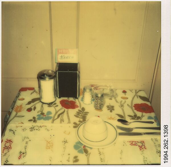 [Table in Coffee Shop, Ohio], Walker Evans (American, St. Louis, Missouri 1903–1975 New Haven, Connecticut), Instant internal dye diffusion transfer print (Polaroid SX-70) 