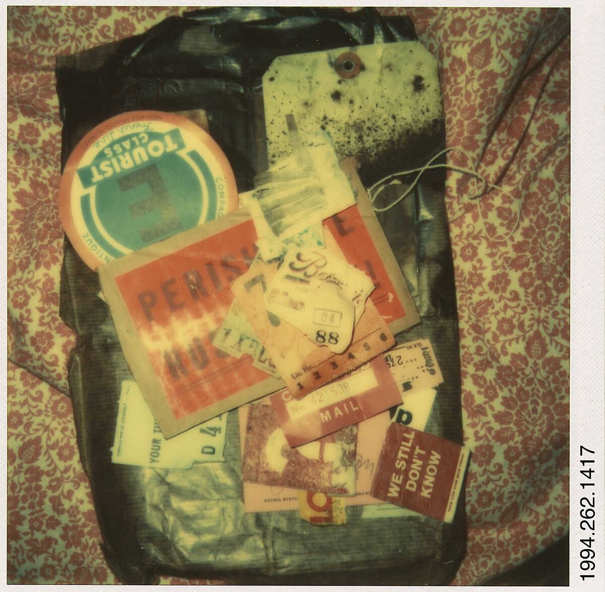 [Sack of Tags], Walker Evans (American, St. Louis, Missouri 1903–1975 New Haven, Connecticut), Instant internal dye diffusion transfer print (Polaroid SX-70) 