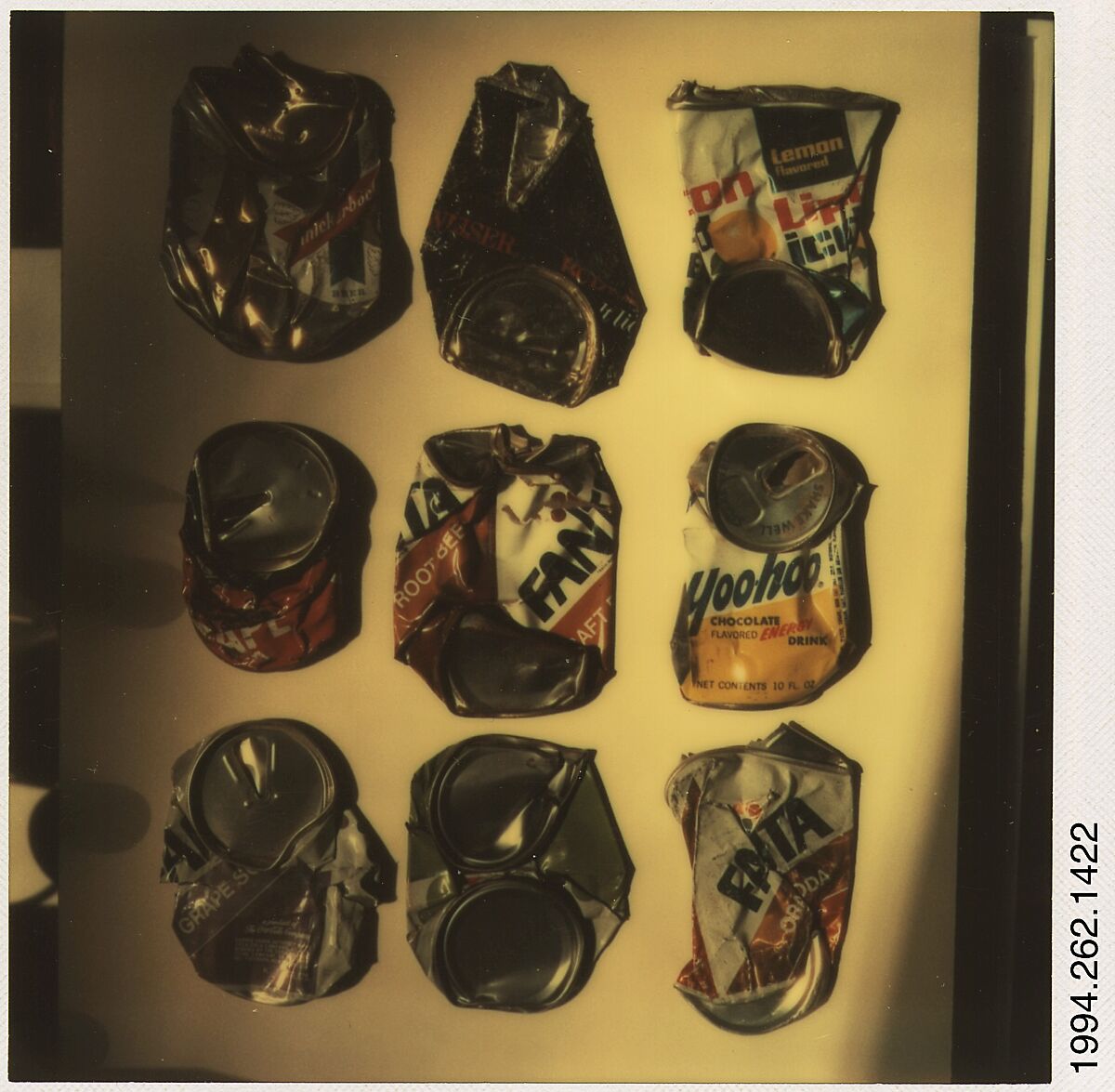 [Assemblage: Crushed Cans], Walker Evans (American, St. Louis, Missouri 1903–1975 New Haven, Connecticut), Instant internal dye diffusion transfer print (Polaroid SX-70) 