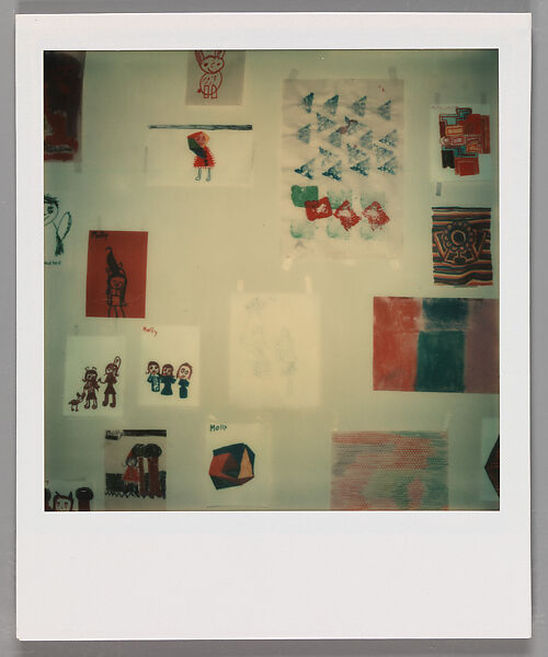 [Childrens' Drawings on Wall], Walker Evans (American, St. Louis, Missouri 1903–1975 New Haven, Connecticut), Instant internal dye diffusion transfer print (Polaroid SX-70) 