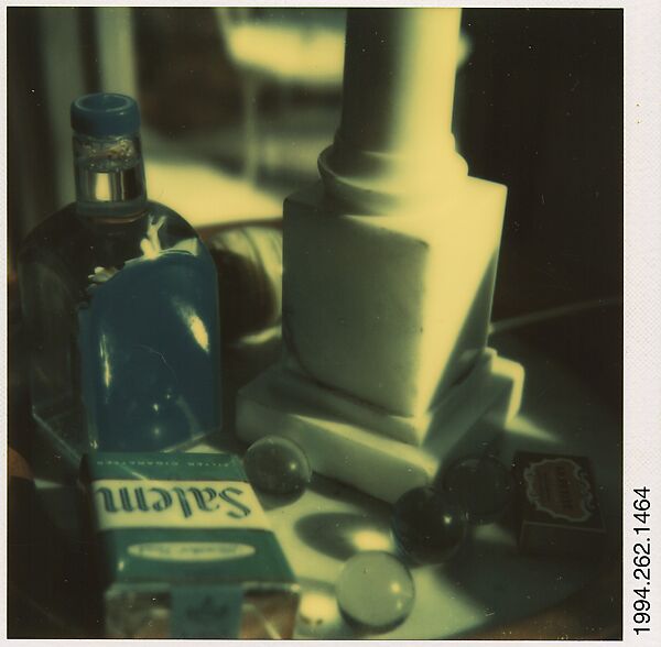 [Lamp, Marbles, and Salem Cigarettes], Walker Evans (American, St. Louis, Missouri 1903–1975 New Haven, Connecticut), Instant internal dye diffusion transfer print (Polaroid SX-70) 