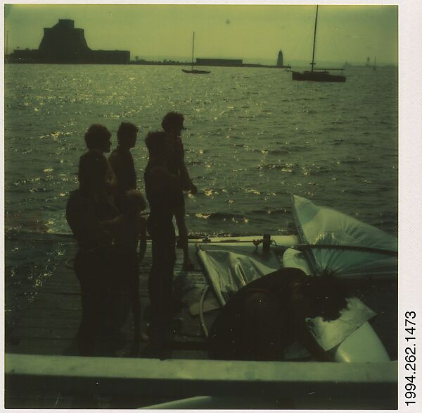[Sailing Scene: People with Windsurfer], Walker Evans (American, St. Louis, Missouri 1903–1975 New Haven, Connecticut), Instant internal dye diffusion transfer print (Polaroid SX-70) 