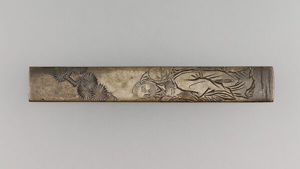 Knife Handle (Kozuka), Copper-silver alloy (shibuichi), Japanese 