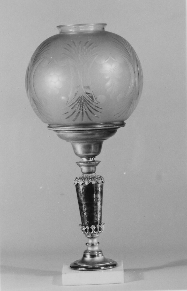 Astral Lamp, Archer and Warner (American, Philadelphia, Pennsylvania), Brass, glass, American 