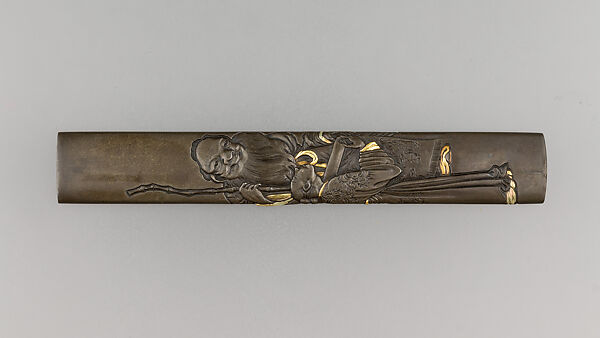 Knife Handle (Kozuka), Copper-silver alloy (shibuichi), gold, copper-gold alloy (shakudō), Japanese 