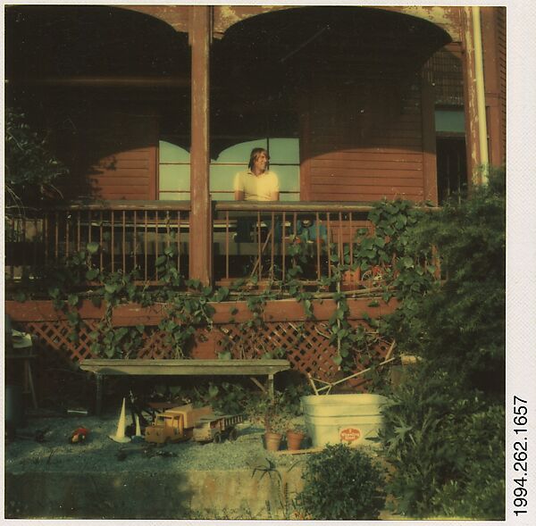 [Tom Benson on Porch of Victorian House, Newport, Rhode Island], Walker Evans (American, St. Louis, Missouri 1903–1975 New Haven, Connecticut), Instant internal dye diffusion transfer print (Polaroid SX-70) 