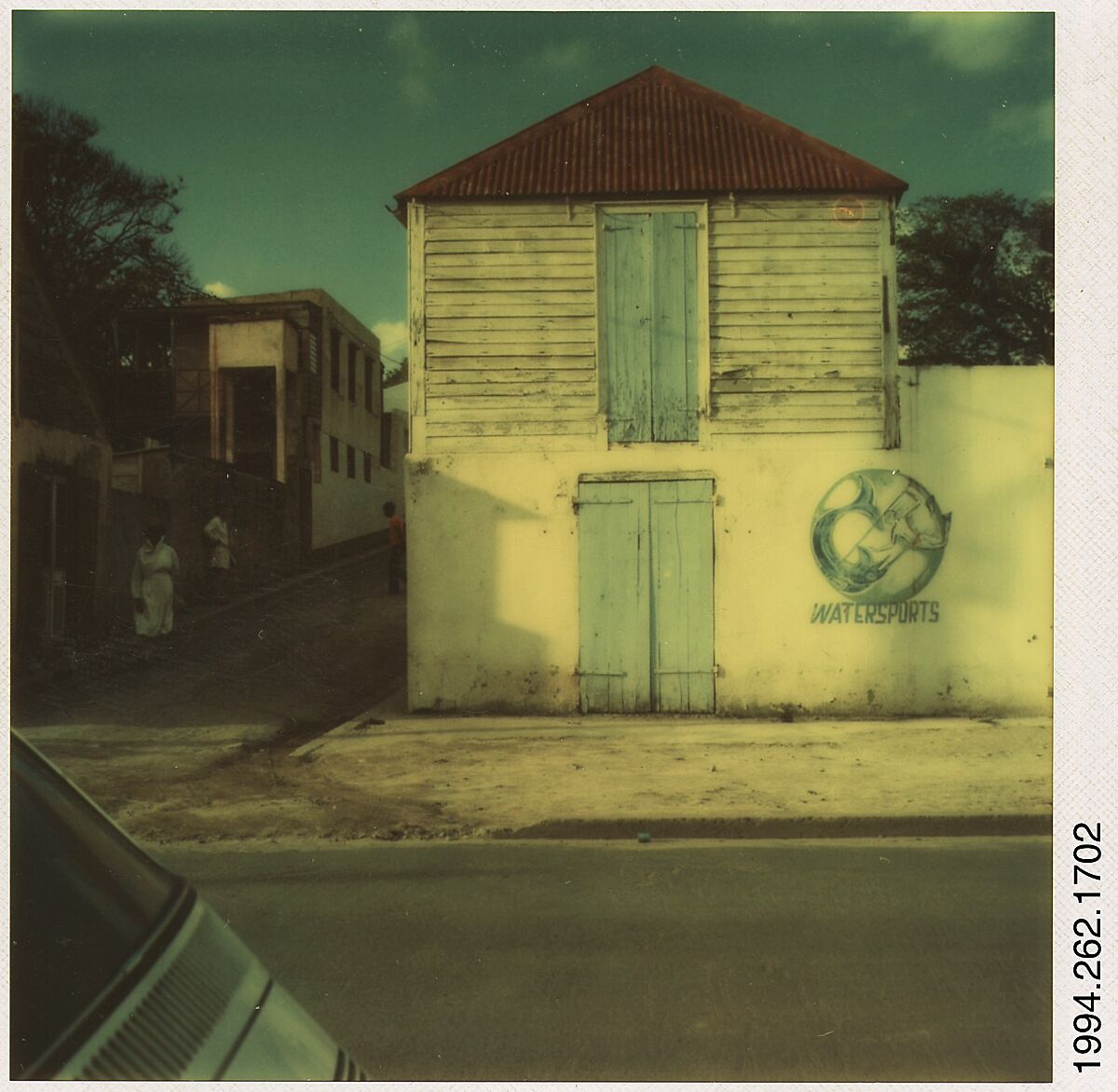 [Building with Painted Advertisement for "Watersports", Marigot, St. Martin's, French West Indies], Walker Evans (American, St. Louis, Missouri 1903–1975 New Haven, Connecticut), Instant internal dye diffusion transfer print (Polaroid SX-70) 