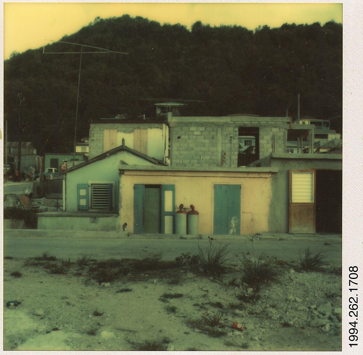 [Building Facades, Marigot, St. Martin's, French West Indies], Walker Evans (American, St. Louis, Missouri 1903–1975 New Haven, Connecticut), Instant internal dye diffusion transfer print (Polaroid SX-70) 
