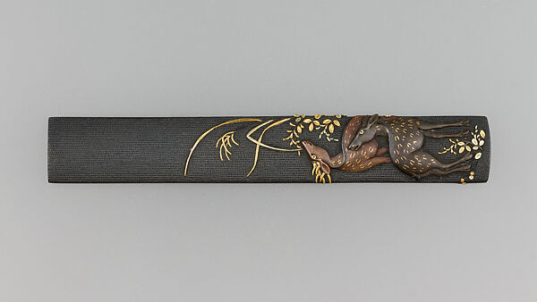 Knife Handle (Kozuka), Copper-gold alloy (shakudō), gold, copper, copper-silver alloy (shibuichi), Japanese 