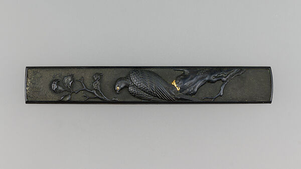 Knife Handle (Kozuka), Copper-gold alloy (shakudō), gold, Japanese 