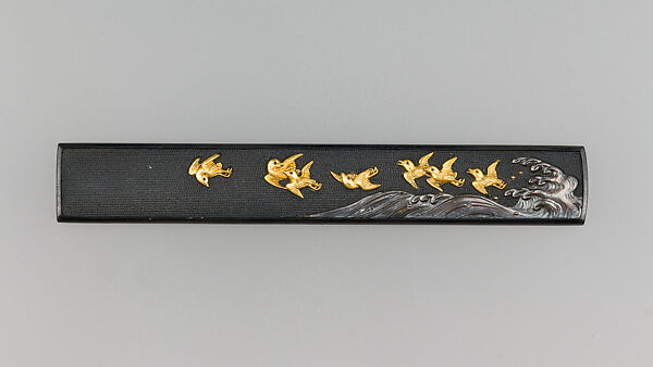Knife Handle (Kozuka), Copper-silver alloy (shibuichi), silver, gold, Japanese 