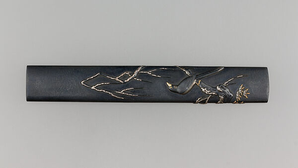 Knife Handle (Kozuka), Copper-gold alloy (shakudō), gold, silver, Japanese 