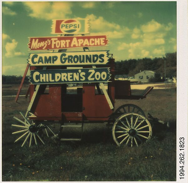 [Advertisement for Roadside Attraction: "Menz's Fort Apache", New Jersey], Walker Evans (American, St. Louis, Missouri 1903–1975 New Haven, Connecticut), Instant internal dye diffusion transfer print (Polaroid SX-70) 