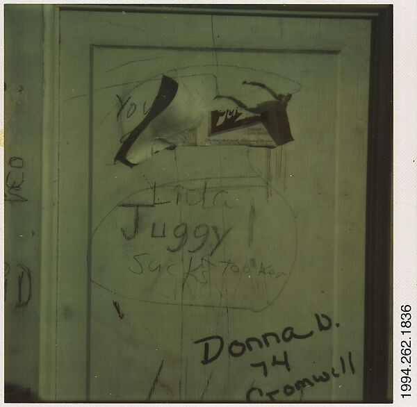 [Graffitied Door: "Juggy"], Walker Evans (American, St. Louis, Missouri 1903–1975 New Haven, Connecticut), Instant internal dye diffusion transfer print (Polaroid SX-70) 