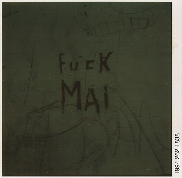 [Graffiti: "Fuck Mai"], Walker Evans (American, St. Louis, Missouri 1903–1975 New Haven, Connecticut), Instant internal dye diffusion transfer print (Polaroid SX-70) 