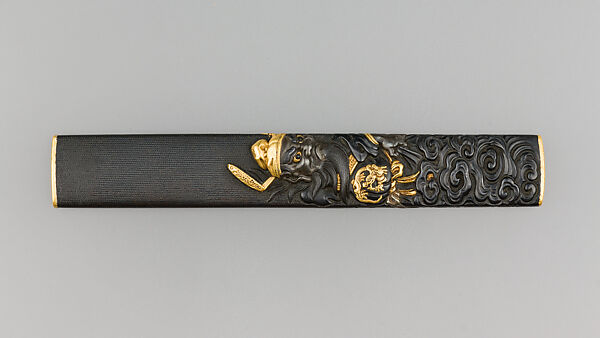 Knife Handle (Kozuka), Copper-gold alloy (shakudō), gold, silver, Japanese 