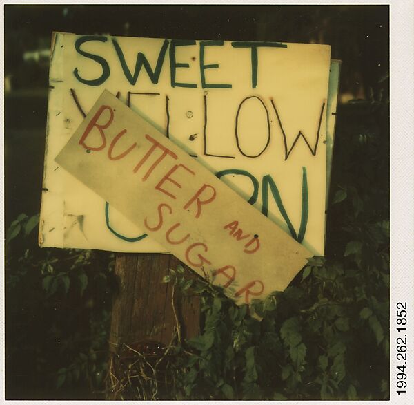 [Sign: "SWEET YELLOW CORN"], Walker Evans (American, St. Louis, Missouri 1903–1975 New Haven, Connecticut), Instant internal dye diffusion transfer print (Polaroid SX-70) 