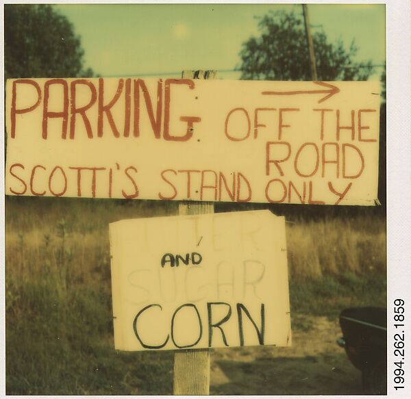 [Roadside Signs: Fruit and Vegetable Stand], Walker Evans (American, St. Louis, Missouri 1903–1975 New Haven, Connecticut), Instant internal dye diffusion transfer print (Polaroid SX-70) 