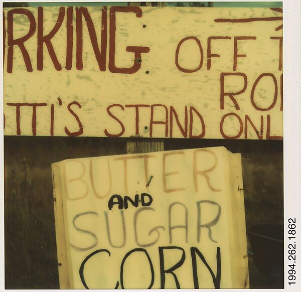 [Detail of Roadside Signs: Fruit and Vegetable Stand], Walker Evans (American, St. Louis, Missouri 1903–1975 New Haven, Connecticut), Instant internal dye diffusion transfer print (Polaroid SX-70) 
