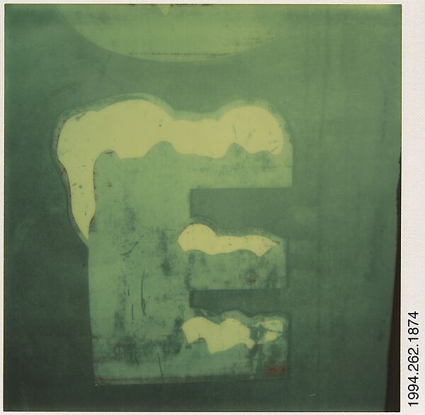 [Detail of Ice Truck Lettering: "E"], Walker Evans (American, St. Louis, Missouri 1903–1975 New Haven, Connecticut), Instant internal dye diffusion transfer print (Polaroid SX-70) 