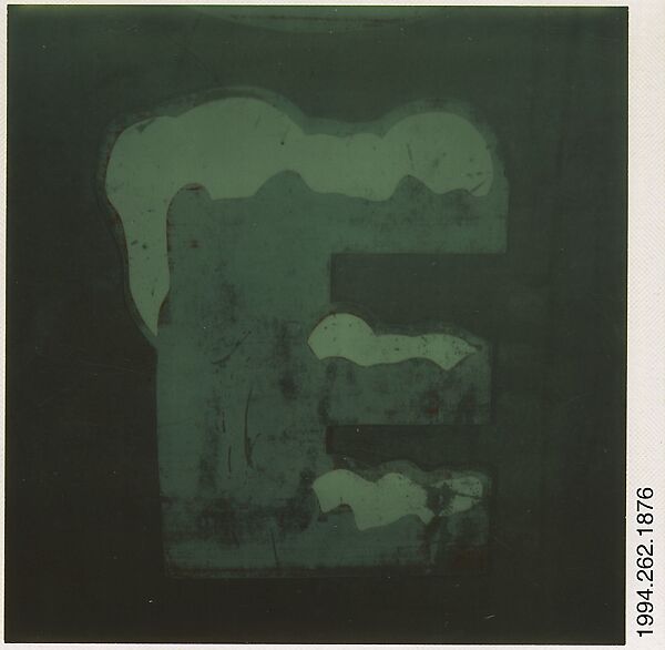 [Detail of Ice Truck Lettering: "E"], Walker Evans (American, St. Louis, Missouri 1903–1975 New Haven, Connecticut), Instant internal dye diffusion transfer print (Polaroid SX-70) 