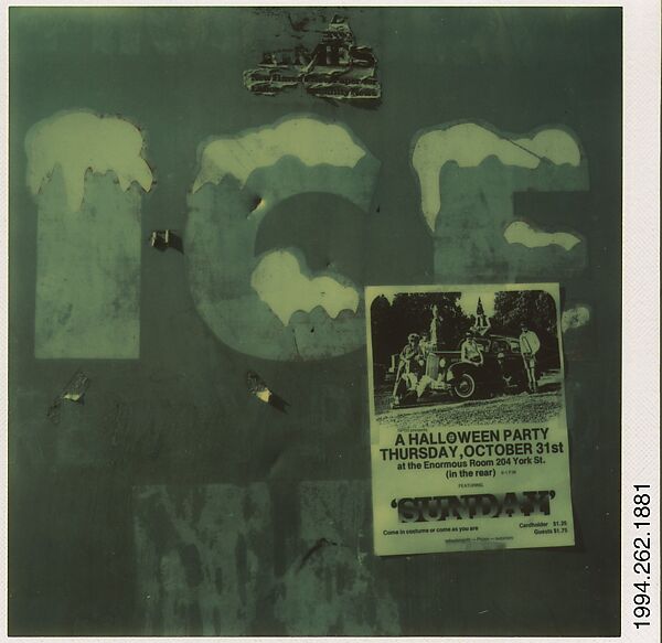 [Detail of Ice Truck with Poster for Halloween Party], Walker Evans (American, St. Louis, Missouri 1903–1975 New Haven, Connecticut), Instant internal dye diffusion transfer print (Polaroid SX-70) 