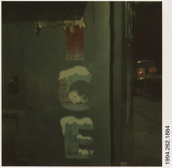 [Detail of Ice Vending Machine Lettering], Walker Evans (American, St. Louis, Missouri 1903–1975 New Haven, Connecticut), Instant internal dye diffusion transfer print (Polaroid SX-70) 