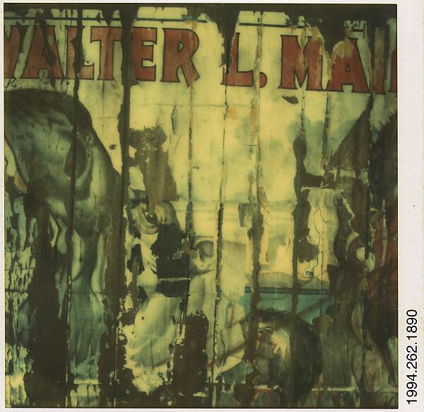[Detail of Torn Circus Poster: "WALTER L. MAIN SHOWS"], Walker Evans (American, St. Louis, Missouri 1903–1975 New Haven, Connecticut), Instant internal dye diffusion transfer print (Polaroid SX-70) 
