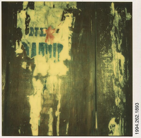 [Detail of Torn Circus Poster: "NEXT SATURDAY"], Walker Evans (American, St. Louis, Missouri 1903–1975 New Haven, Connecticut), Instant internal dye diffusion transfer print (Polaroid SX-70) 