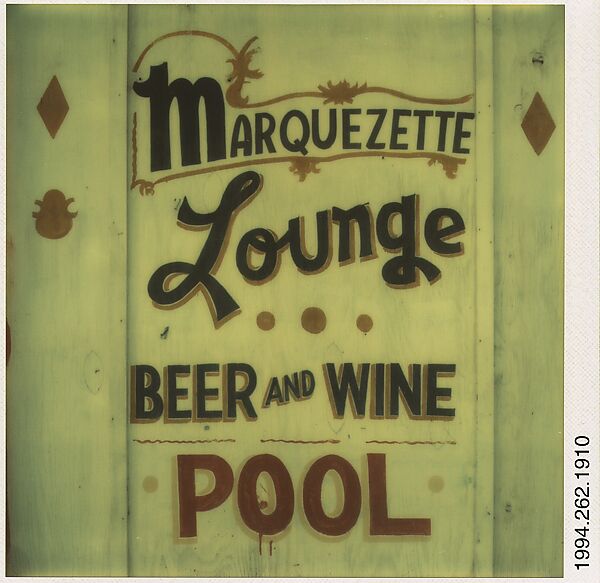 [Detail of Marquezette Lounge Facade, Marigot, St. Martin's, French West Indies], Walker Evans (American, St. Louis, Missouri 1903–1975 New Haven, Connecticut), Instant internal dye diffusion transfer print (Polaroid SX-70) 