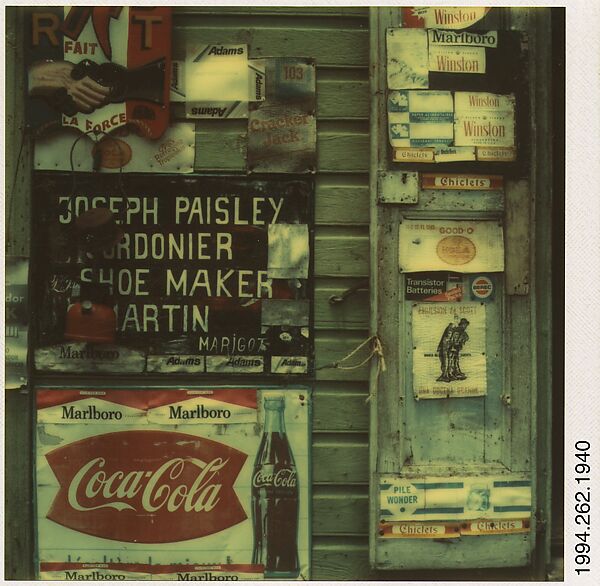 [Detail of Shoemaker's Shop Facade, Marigot, St. Martin's, French West Indies], Walker Evans (American, St. Louis, Missouri 1903–1975 New Haven, Connecticut), Instant internal dye diffusion transfer print (Polaroid SX-70) 