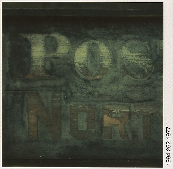 [Detail of Wooden Sign: "Post Office North Appleton", Old Lyme, Connecticut], Walker Evans (American, St. Louis, Missouri 1903–1975 New Haven, Connecticut), Instant internal dye diffusion transfer print (Polaroid SX-70) 