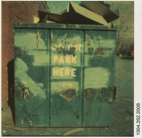 [Dumpster Marked "DO NOT PARK HERE"], Walker Evans (American, St. Louis, Missouri 1903–1975 New Haven, Connecticut), Instant internal dye diffusion transfer print (Polaroid SX-70) 