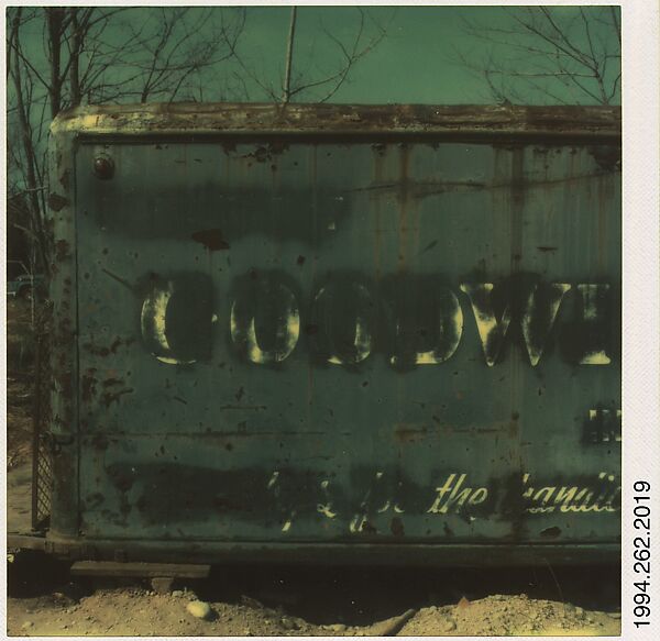 [Junked Goodwill Truck Trailer], Walker Evans (American, St. Louis, Missouri 1903–1975 New Haven, Connecticut), Instant internal dye diffusion transfer print (Polaroid SX-70) 