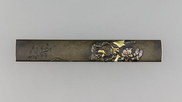 Knife Handle (Kozuka), Copper-silver alloy (shibuichi), gold, copper-gold alloy (shakudō), Japanese 