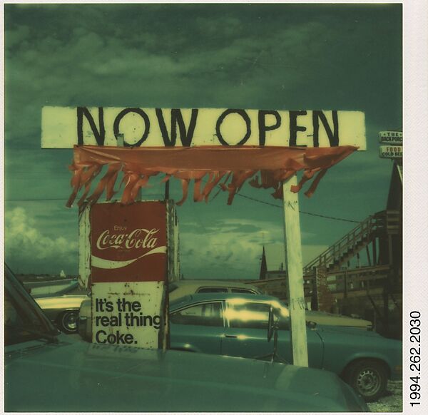 [Roadside Advertisement for The Back Porch Restaurant, Destin, Florida], Walker Evans (American, St. Louis, Missouri 1903–1975 New Haven, Connecticut), Instant internal dye diffusion transfer print (Polaroid SX-70) 