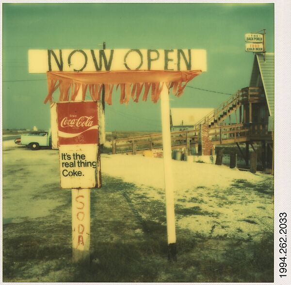 [Roadside Advertisement for The Back Porch Restaurant, Destin, Florida], Walker Evans (American, St. Louis, Missouri 1903–1975 New Haven, Connecticut), Instant internal dye diffusion transfer print (Polaroid SX-70) 