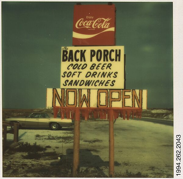 [Roadside Advertisement for The Back Porch Restaurant, Destin, Florida], Walker Evans (American, St. Louis, Missouri 1903–1975 New Haven, Connecticut), Instant internal dye diffusion transfer print (Polaroid SX-70) 