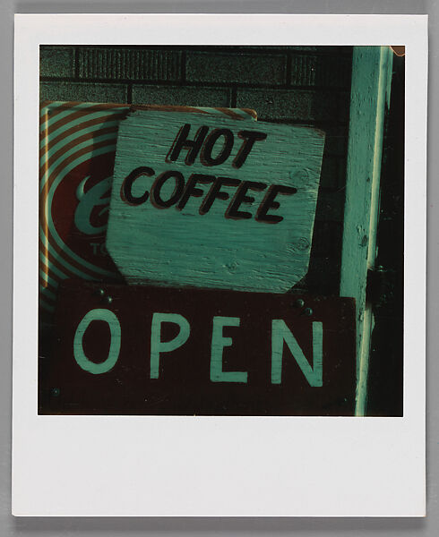 [Hot Coffee Sign], Walker Evans (American, St. Louis, Missouri 1903–1975 New Haven, Connecticut), Instant internal dye diffusion transfer print (Polaroid SX-70) 