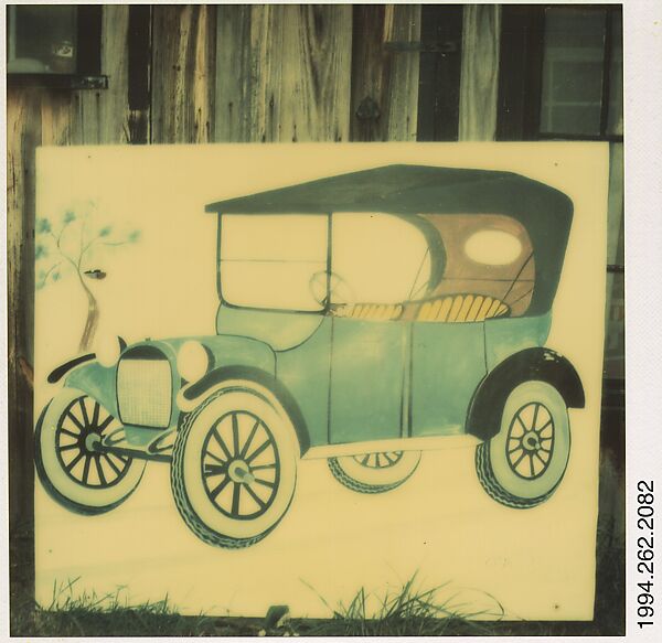 [Hand-Painted Sign of Model T Ford, Old Lyme, Connecticut], Walker Evans (American, St. Louis, Missouri 1903–1975 New Haven, Connecticut), Instant internal dye diffusion transfer print (Polaroid SX-70) 