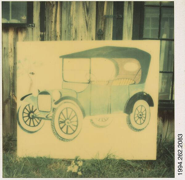 [Hand-Painted Sign of Model T Ford, Old Lyme, Connecticut], Walker Evans (American, St. Louis, Missouri 1903–1975 New Haven, Connecticut), Instant internal dye diffusion transfer print (Polaroid SX-70) 