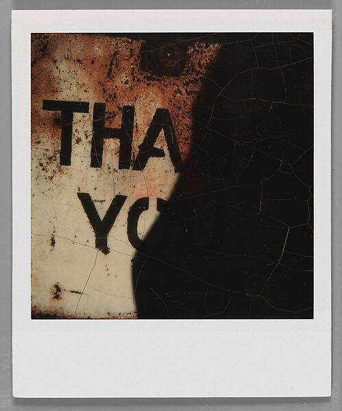 [Framed Metal Sign: "Thank You"], Walker Evans (American, St. Louis, Missouri 1903–1975 New Haven, Connecticut), Instant internal dye diffusion transfer print (Polaroid SX-70) 