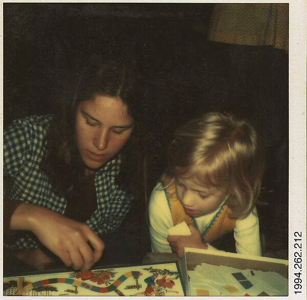 [Marcia Due Playing Candyland with Leila Hill], Walker Evans (American, St. Louis, Missouri 1903–1975 New Haven, Connecticut), Instant internal dye diffusion transfer print (Polaroid SX-70) 
