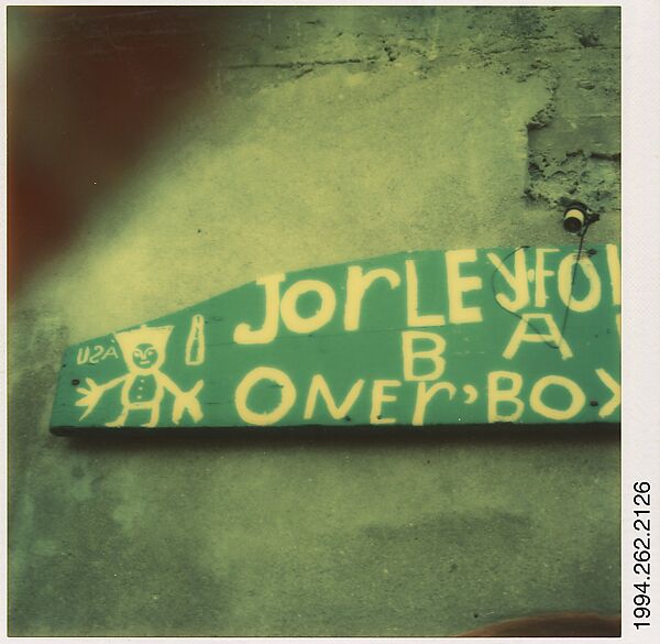 [Sign for Jorleyfolks Bar, French West Indies], Walker Evans (American, St. Louis, Missouri 1903–1975 New Haven, Connecticut), Instant internal dye diffusion transfer print (Polaroid SX-70) 