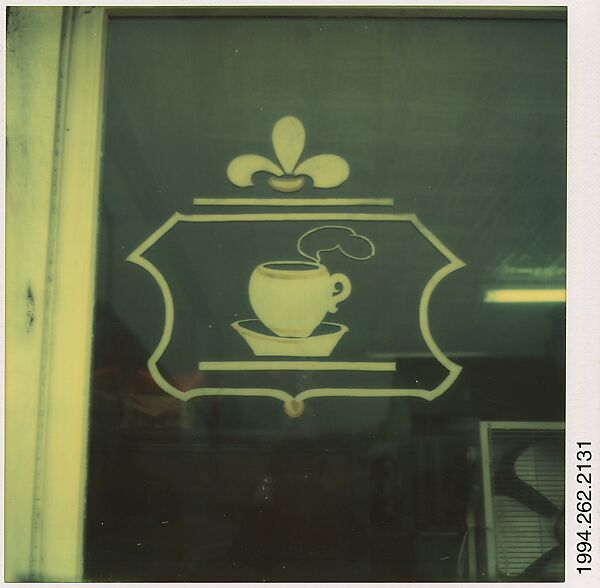 [Sign: Painted Coffee Cup on Window], Walker Evans (American, St. Louis, Missouri 1903–1975 New Haven, Connecticut), Instant internal dye diffusion transfer print (Polaroid SX-70) 