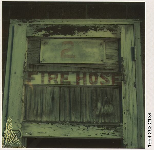 [Door Marked "2 FIRE HOSE"], Walker Evans (American, St. Louis, Missouri 1903–1975 New Haven, Connecticut), Instant internal dye diffusion transfer print (Polaroid SX-70) 